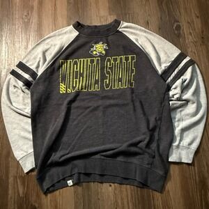Wichita State Shockers Colosseum Crewneck Sweatshirt Gray Black‎ Mens L